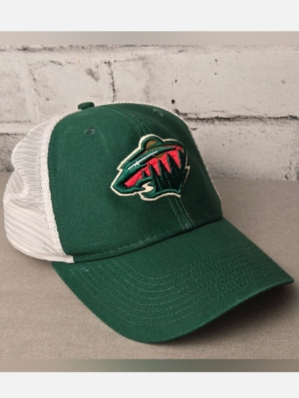 Reebok Minnesota Wild Trucker Hat Green White Mesh Snapback Cap